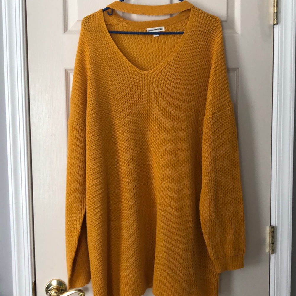 Oversized Mustard Yellow Sweater Dress